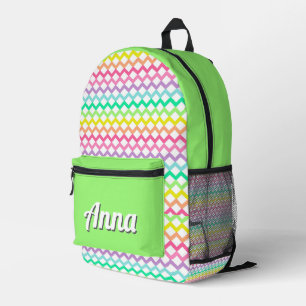 Gepersonaliseerde kleurrijke moderne Girly Rainbo Bedrukte Rugzak