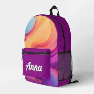 Gepersonaliseerde kleurrijke moderne Girly Rainbo Bedrukte Rugzak