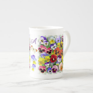 Gepersonaliseerde  kleurrijke Pansies Bone China M Porselein Kop