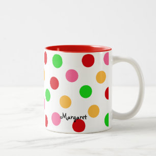 Gepersonaliseerde kleurrijke Polka dot patroon Tweekleurige Koffiemok
