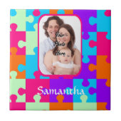 Gepersonaliseerde kleurrijke puzzel tegeltje (Voorkant)