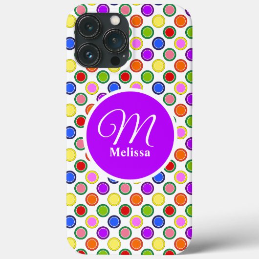 Gepersonaliseerde Kleurrijke Regenboog Polka Dots Case-Mate iPhone Case (Achterkant)