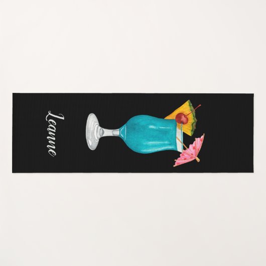 Gepersonaliseerde kleurrijke tropische Drink Yogamat (Voorkant (horizontaal))
