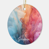 Gepersonaliseerde kleurrijke zonsondergang op Zee Keramisch Ornament (Links)