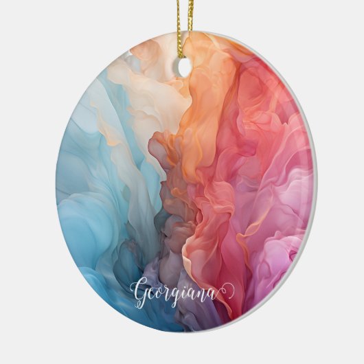 Gepersonaliseerde kleurrijke zonsondergang op Zee Keramisch Ornament (Links)