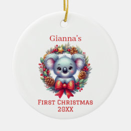 Gepersonaliseerde Koala Beer eerste kerst Keramisch Ornament