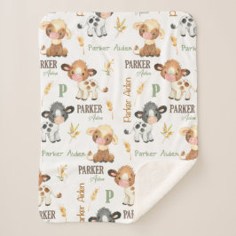 Gepersonaliseerde Koe Baby Deken | 30x40 Sherpa