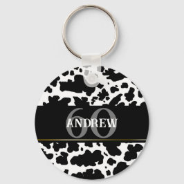 Gepersonaliseerde Koe Spots Print Farmer Cowboy Sleutelhanger