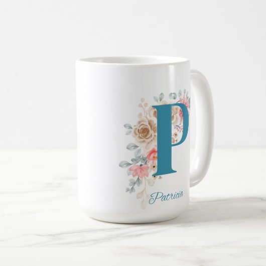 Gepersonaliseerde koffie Mok Letter P (Voorkant rechts)