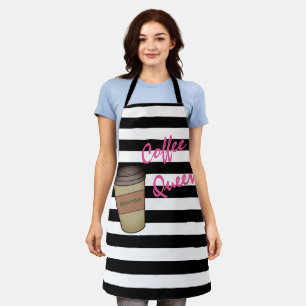Gepersonaliseerde koffie Queen Striped Apron Schort