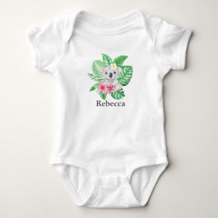 Gepersonaliseerde koffiemeisjes KoalaTropische blo Romper