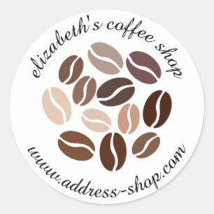 Gepersonaliseerde koffiewinkel ronde sticker