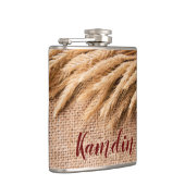 Gepersonaliseerde kolf tarwe op Burlap Sack Countr Heupfles (Rechts)