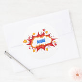 gepersonaliseerde komische explosie ronde sticker (Envelop)