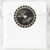 Gepersonaliseerde Koppels Monogram Goud Zwart Ronde Sticker (Tas)