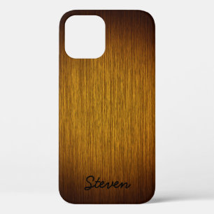 Gepersonaliseerde korrelige tabak Sunburst Wood iPhone 12 Hoesje