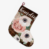 Gepersonaliseerde Kous Geometric Garden Roos Schuu Grote Kerstsok (Voorkant (Hangend))