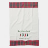 Gepersonaliseerde kousen met kerstmonogrammen theedoek (Verticaal)