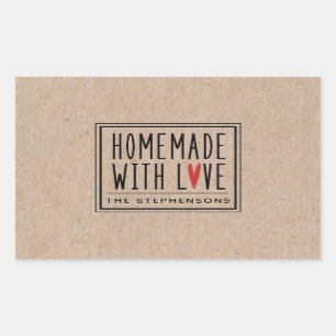 Gepersonaliseerde Kraft gemaakt met liefde Rechthoekige Sticker
