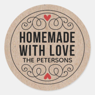 Gepersonaliseerde Kraft Homemade with Love Ronde Sticker