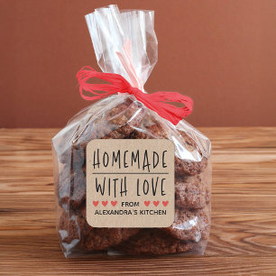 Gepersonaliseerde Kraft Homemade with Love Vierkante Sticker
