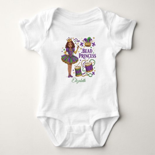 Gepersonaliseerde kralenprinses - Mardi Gras Romper (Voorkant)