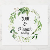 Gepersonaliseerde krans bruiloft receptie Champagn Sparkling Wijnetiket (Enkel label)