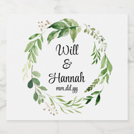 Gepersonaliseerde krans bruiloft receptie Champagn Sparkling Wijnetiket (Enkel label)