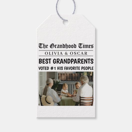gepersonaliseerde krant | Beste grootouder cadeau Cadeaulabel (Voorkant)