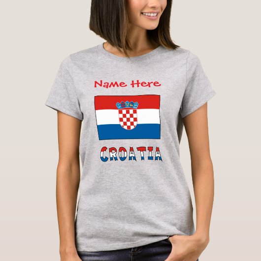 Gepersonaliseerde Kroatische Vlag Vrouwen T-shirt (Voorkant)