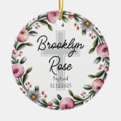 Gepersonaliseerde Kruis doop gunst Keramisch Ornament (Voorkant)