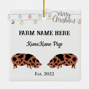 Gepersonaliseerde KuneKune Pig Boerderij Witte Ker Keramisch Ornament