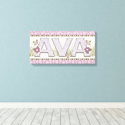 Gepersonaliseerde kwekerij naam Art Paarse Oerwoud Canvas Afdruk (Insitu (Houten vloer))