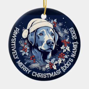 Gepersonaliseerde Labrador DOG Holiday Charm Keramisch Ornament