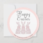 Gepersonaliseerde Lace Bunny Easter Kaart (Voorkant)