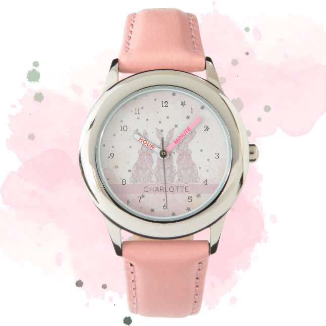 Gepersonaliseerde Lace Bunny Kinderen horloge (Personalized Lace Bunny Kids' Watch)