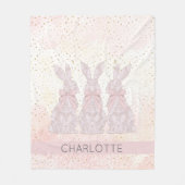 Gepersonaliseerde Lace Bunny Paasdeken Fleece Deken (Voorkant)