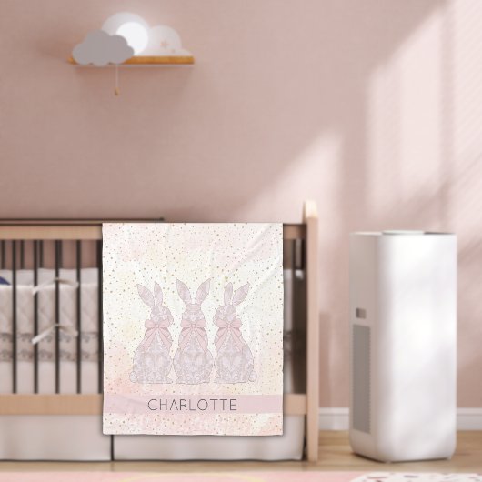 Gepersonaliseerde Lace Bunny Paasdeken Fleece Deken