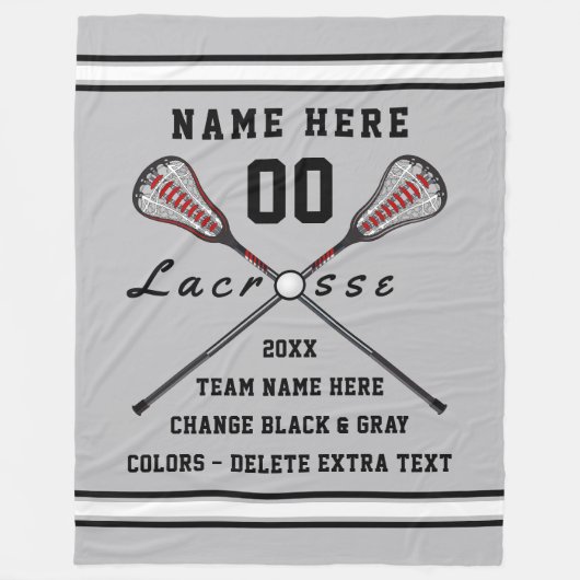 Gepersonaliseerde Lacrosse Blanket Jouw tekst en C Fleece Deken (Voorkant)