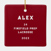Gepersonaliseerde Lacrosse Goalie Keepomwille Keramisch Ornament (Achterkant)