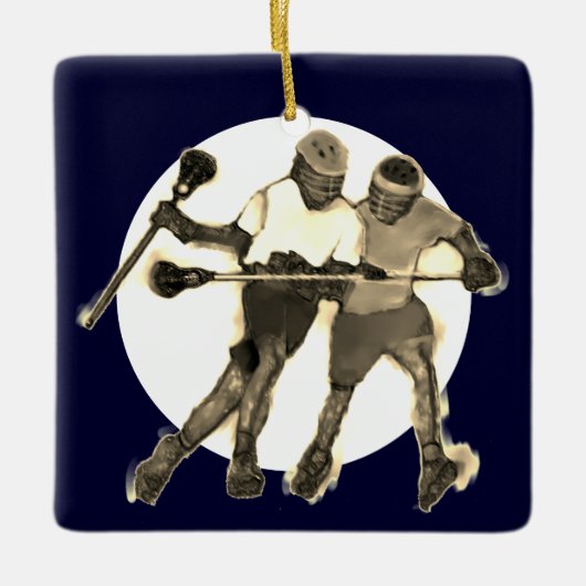 Gepersonaliseerde Lacrosse Keepomwille Gift Keramisch Ornament (Voorkant)