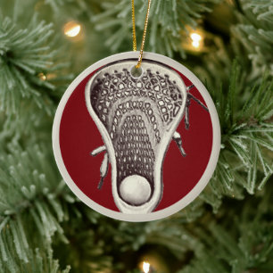 Gepersonaliseerde Lacrosse Speler 2025 Keramisch Ornament