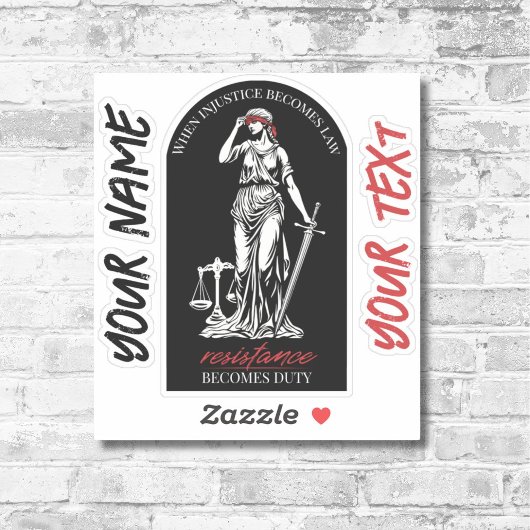 Gepersonaliseerde Lady Justice Sticker