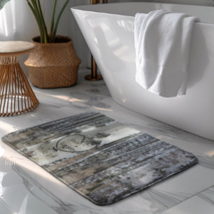 Gepersonaliseerde landelijke rustieke gesneden har badmat