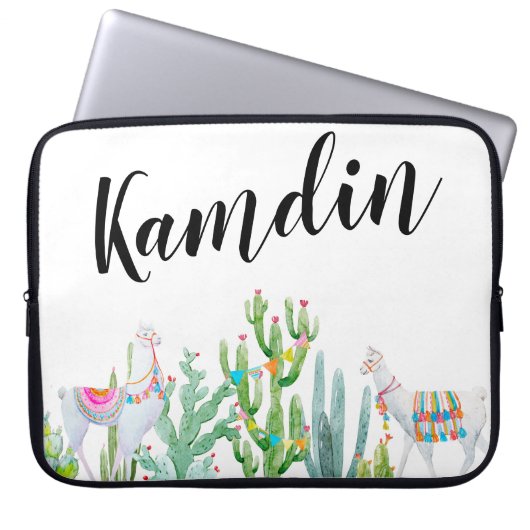 Gepersonaliseerde laptop Hoesje Boho Llama Bohemia Laptop Sleeve (Voorkant)