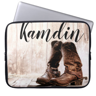 Gepersonaliseerde laptop Hoesje laarzen Country Ru Laptop Sleeve