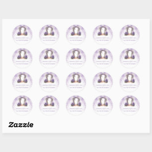 Gepersonaliseerde Lavendel Boog Bruiloft Ronde Sticker
