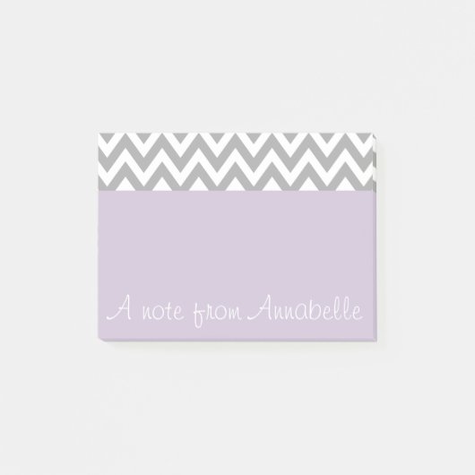 Gepersonaliseerde lavendel grijs Post It Notes (Voorkant)