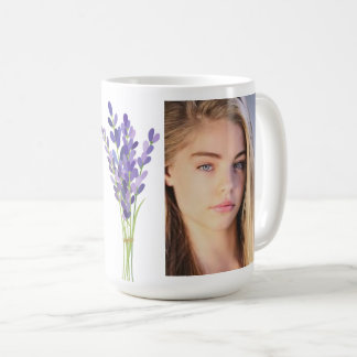 Gepersonaliseerde Lavendel Monogram Mok met Foto