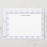 Gepersonaliseerde lavendel & witte Gingham kaart